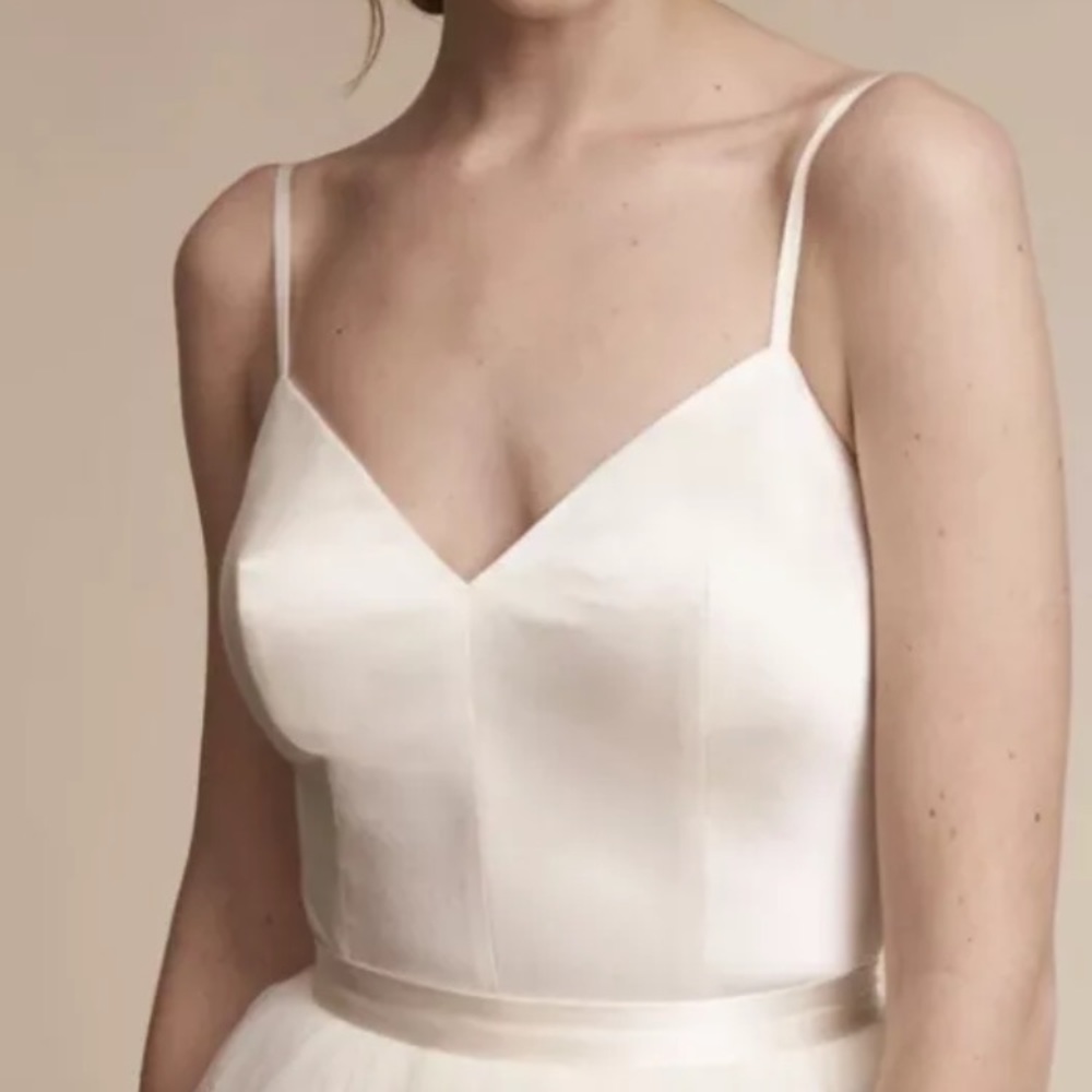 BHLDN Catherine Deane Jewel Bodysuit Sz 4 Wedding Bridal Ivory Satin